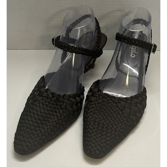 Women's Vero Cuoio Galo High Heels Shoes Dark Brown Woven Size 41 Made In Italy - Picture 1 of 10